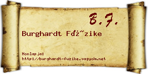 Burghardt Füzike névjegykártya